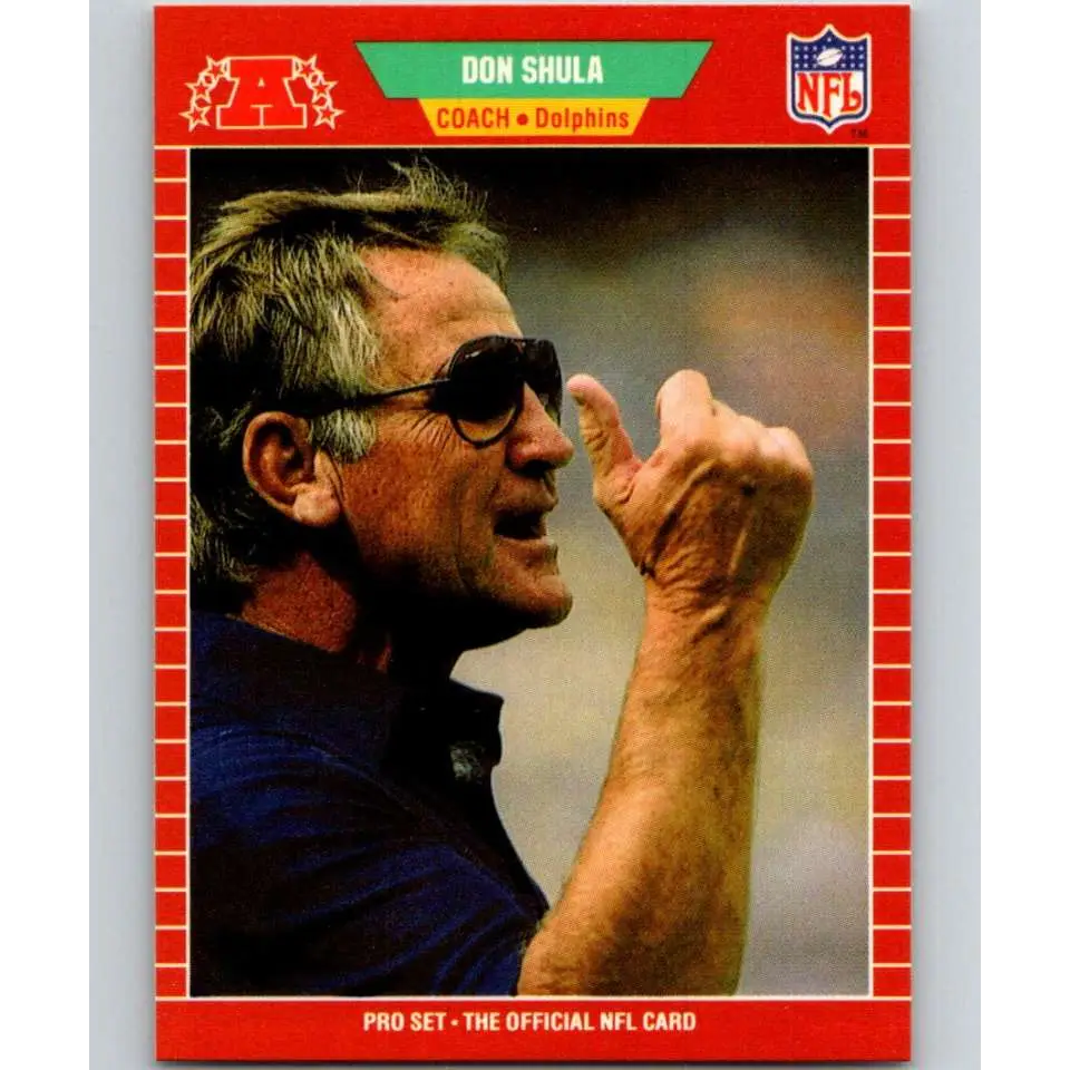1989 Pro Set #225 Don Shula/ NM-MT RC Rookie Miami Dolphins Football Card Image 1