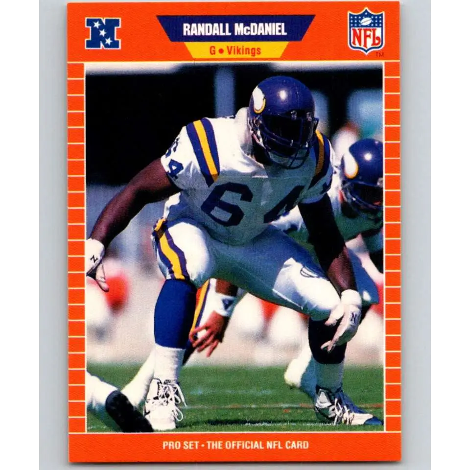1989 Pro Set #235 Randall McDaniel NM-MT RC Rookie Minnesota Vikings Football Card Image 1