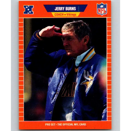1989 Pro Set #243 Jerry Burns CO NM-MT Minnesota Vikings Football Card Image 1