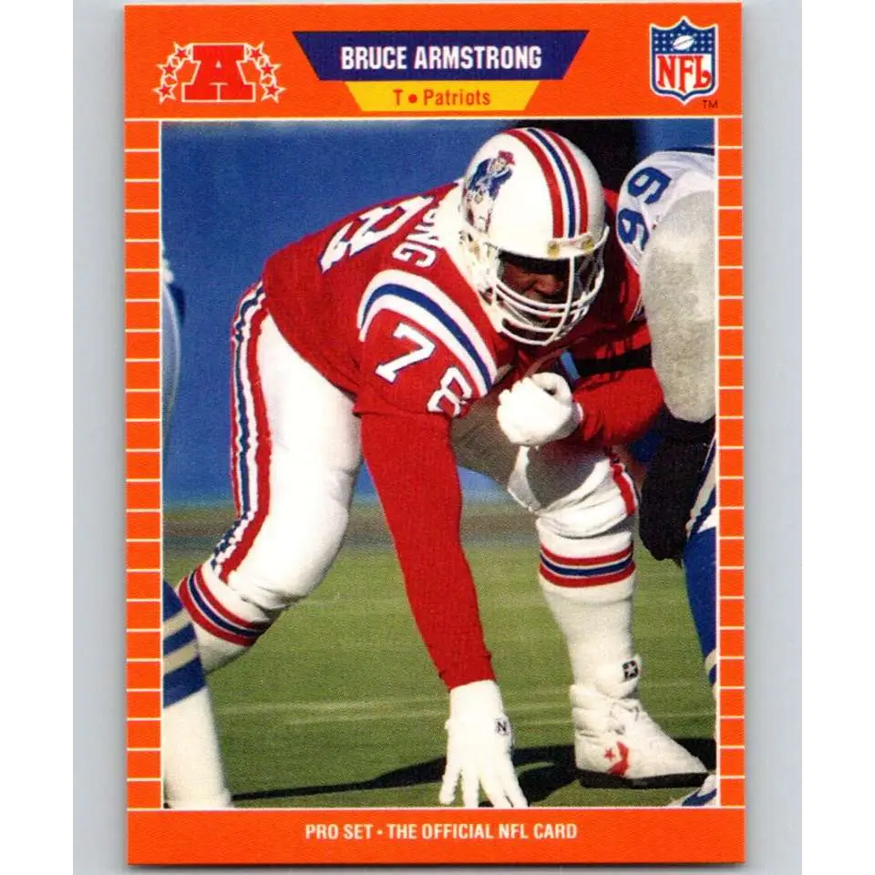 1989 Pro Set #244 Bruce Armstrong NM-MT RC Rookie New England Patriots Football Card Image 1