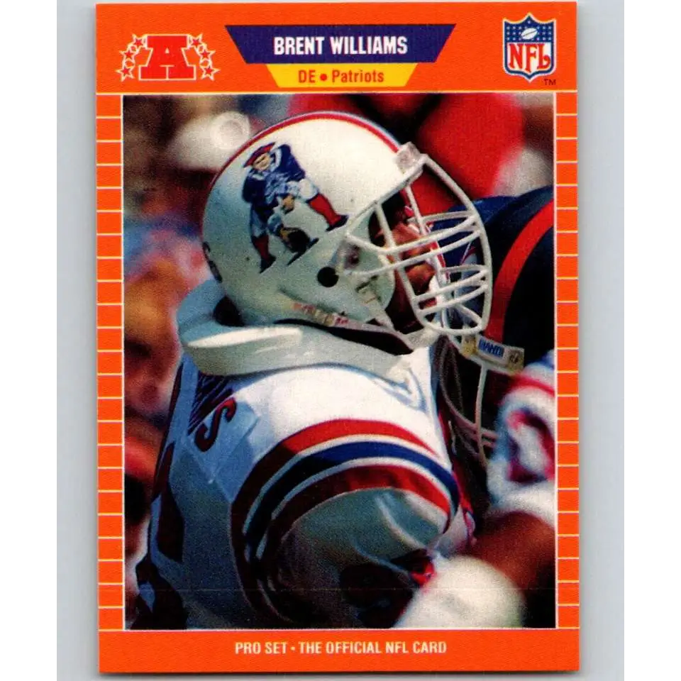 1989 Pro Set #250 Brent Williams NM-MT RC Rookie New England Patriots Football Card Image 1