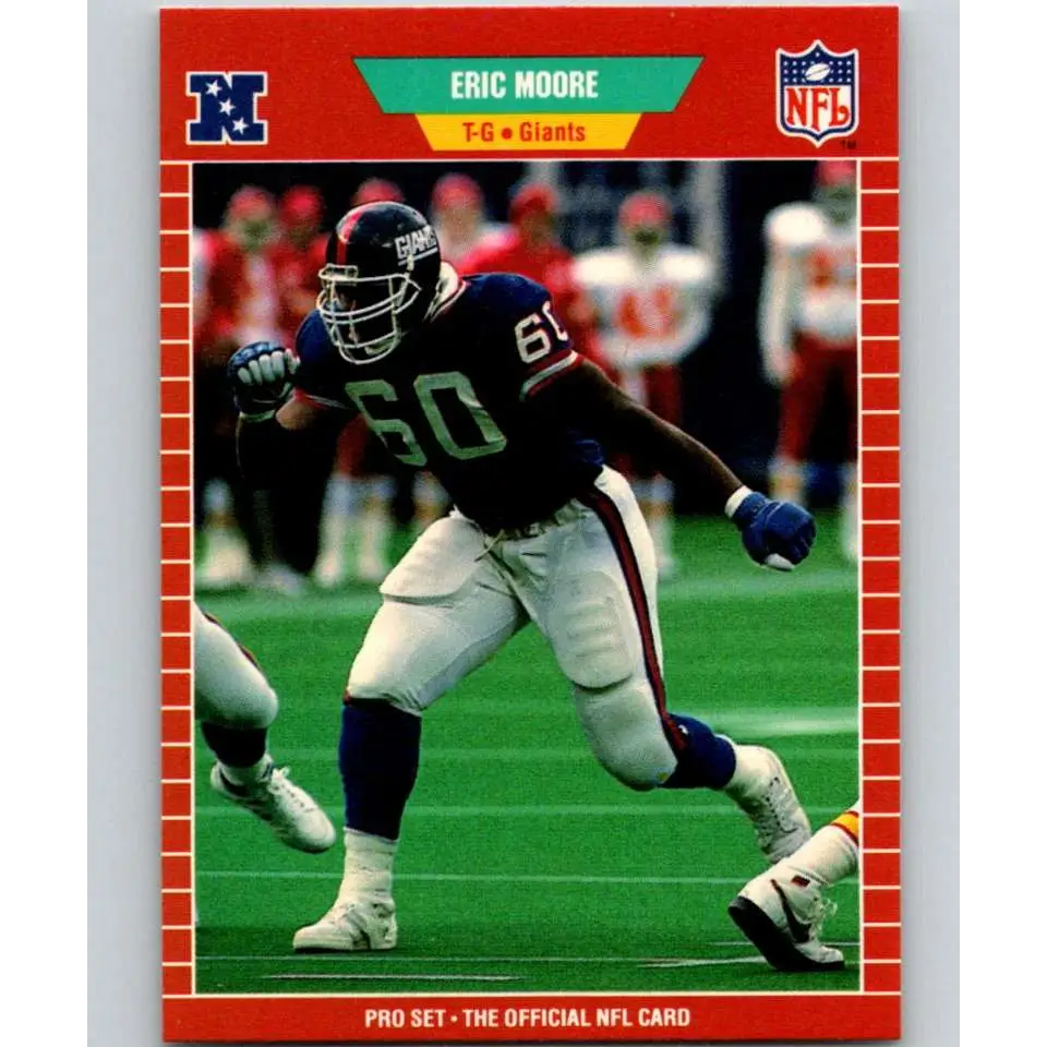 1989 Pro Set #279 Eric Moore NM-MT RC Rookie New York Giants Football Card Image 1