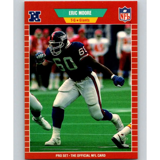 1989 Pro Set #279 Eric Moore NM-MT RC Rookie New York Giants Football Card Image 1