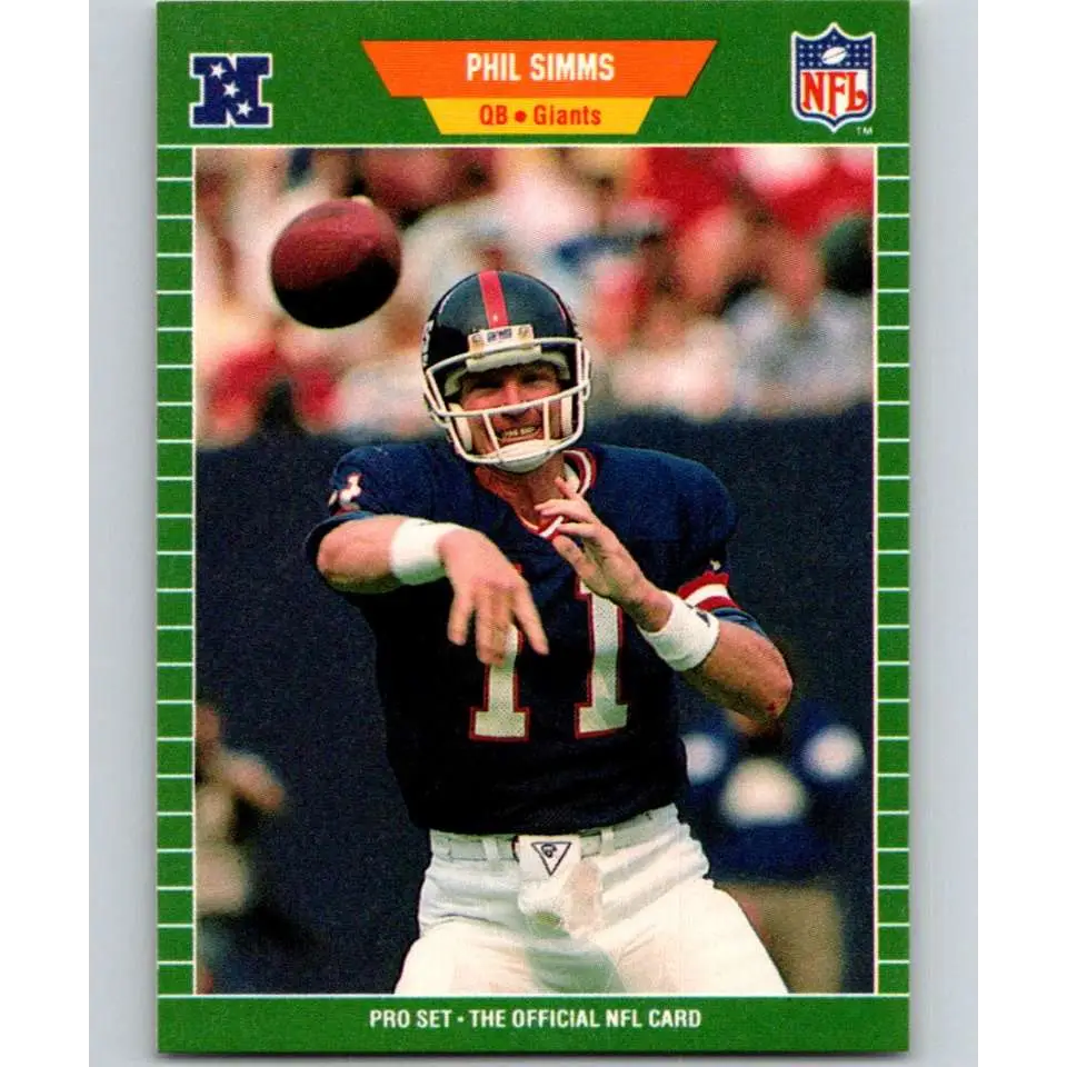 1989 Pro Set #291 Phil Simms NM-MT New York Giants Football Card Image 1
