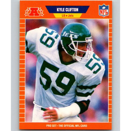 1989 Pro Set #295 Kyle Clifton NM-MT RC Rookie New York Jets Football Card Image 1