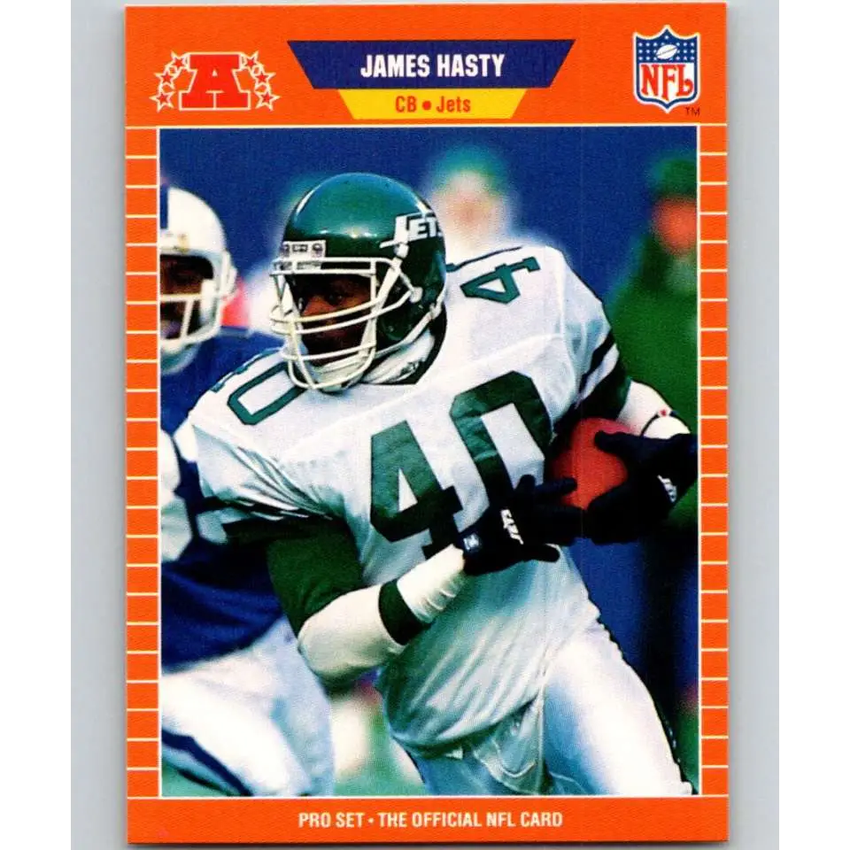 1989 Pro Set #297 James Hasty NM-MT RC Rookie New York Jets Football Card Image 1