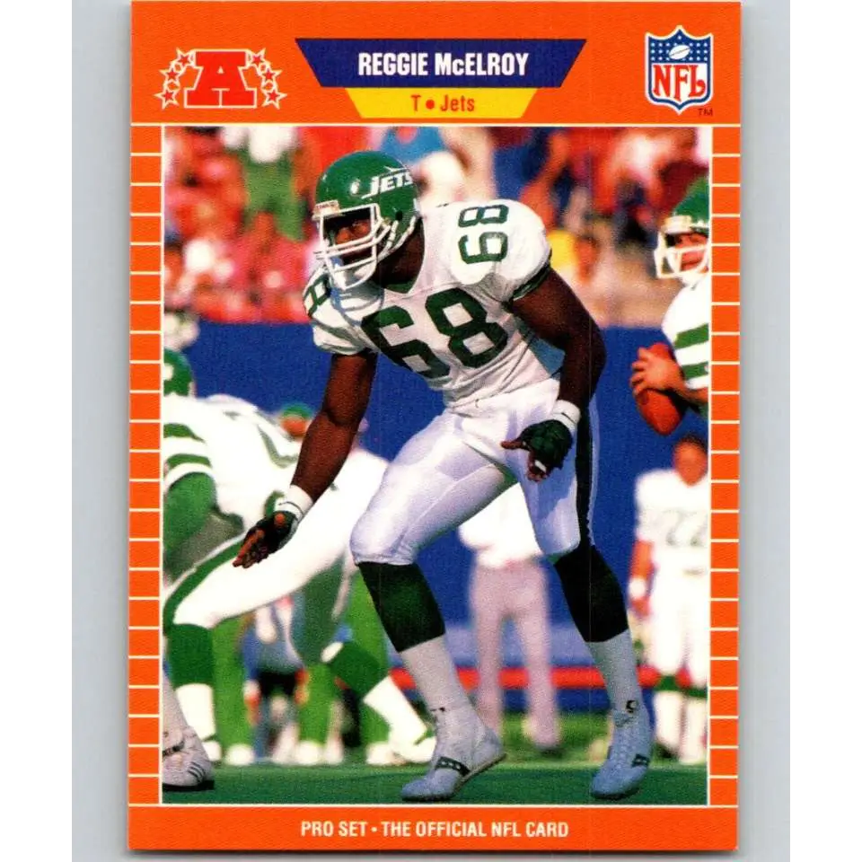 1989 Pro Set #302 Reggie McElroy NM-MT RC Rookie New York Jets Football Card Image 1