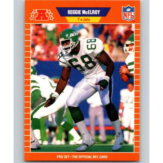 1989 Pro Set #302 Reggie McElroy NM-MT RC Rookie New York Jets Football Card Image 1
