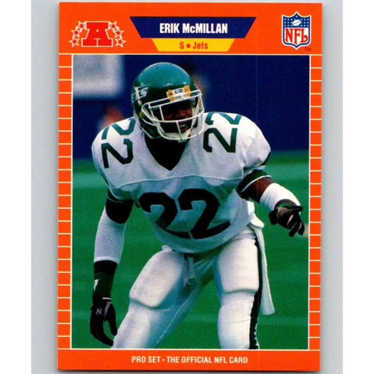 1989 Pro Set #303 Erik McMillan NM-MT RC Rookie New York Jets Football Card Image 1