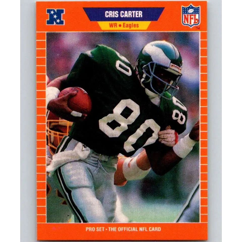 1989 Pro Set #314 Cris Carter NM-MT RC Rookie Philadelphia Eagles Football Card Image 1