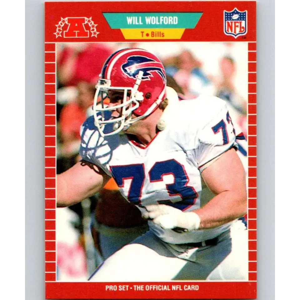 1989 Pro Set #33 Will Wolford NM-MT RC Rookie Buffalo Bills Football Card Image 1