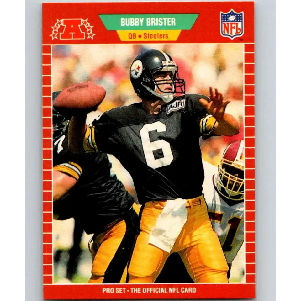 1989 Pro Set #343 Bubby Brister NM-MT RC Rookie Pittsburgh Steelers Football Card Image 1