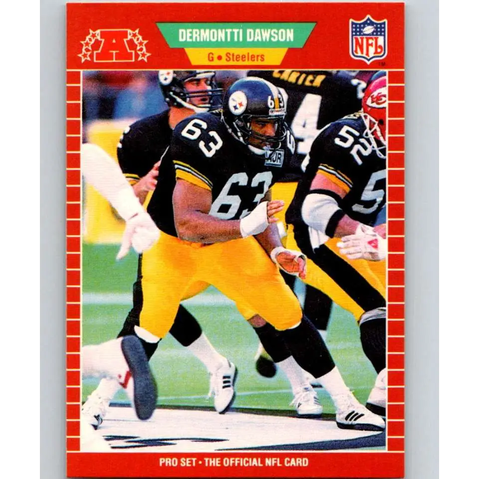 1989 Pro Set #344 Dermontti Dawson NM-MT RC Rookie Pittsburgh Steelers Football Card Image 1