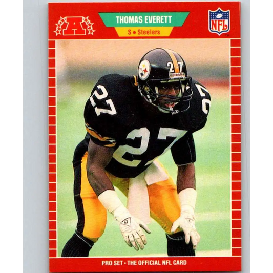 1989 Pro Set #345 Thomas Everett NM-MT RC Rookie Pittsburgh Steelers Football Card Image 1