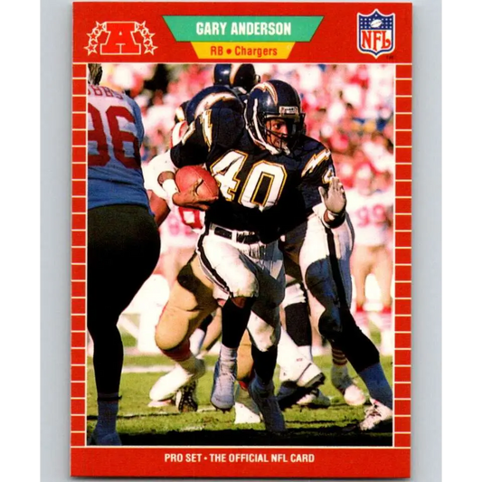 1989 Pro Set #356 Gary Anderson NM-MT San Diego Chargers Football Card Image 1