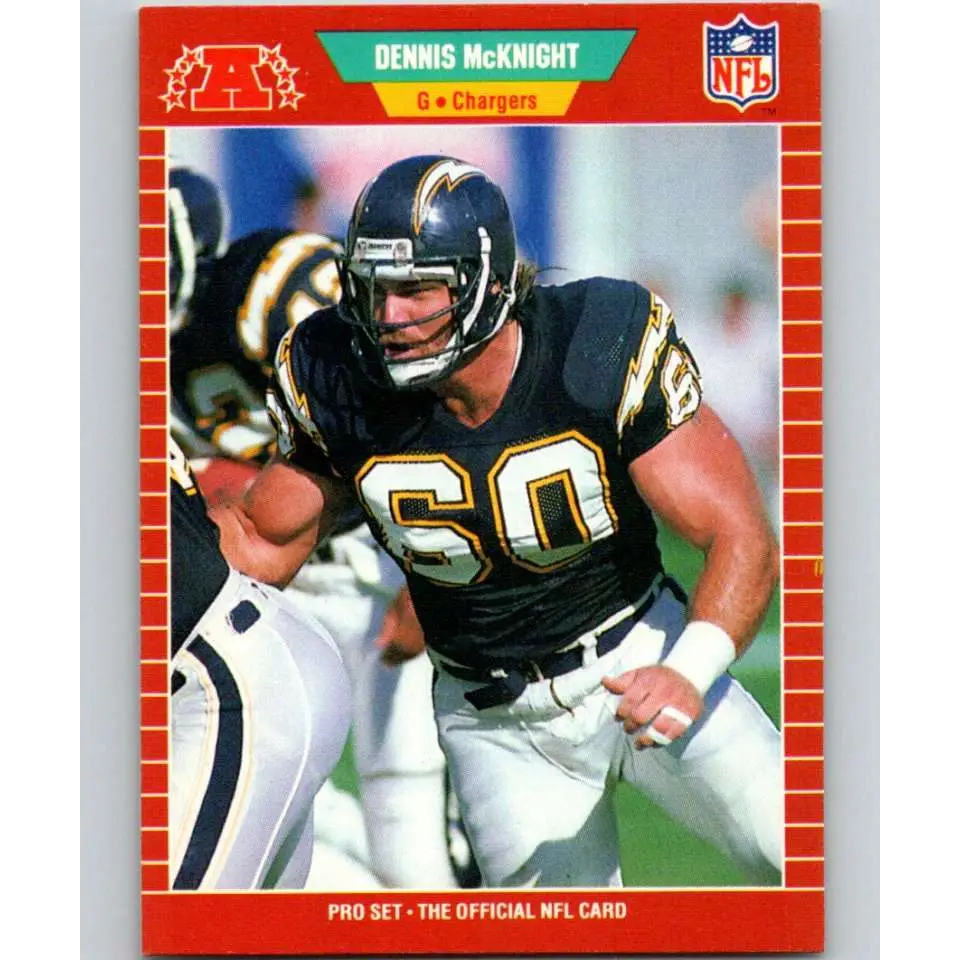 1989 Pro Set #360 Dennis McKnight NM-MT San Diego Chargers Football Card Image 1