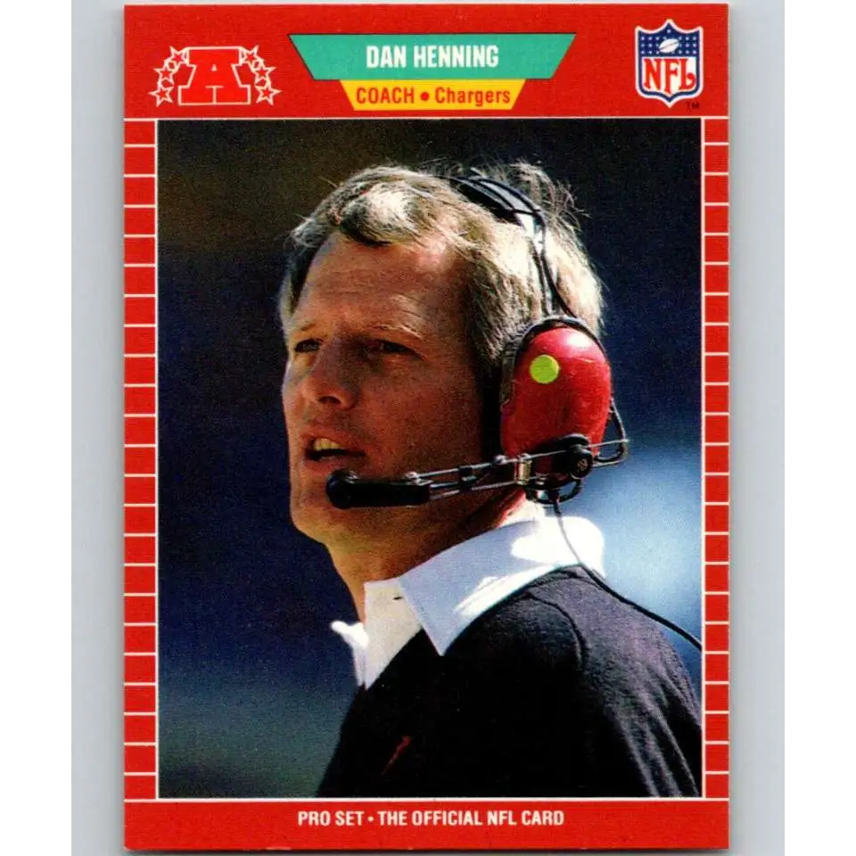 1989 Pro Set #368 Dan Henning CO NM-MT San Diego Chargers Football Card Image 1