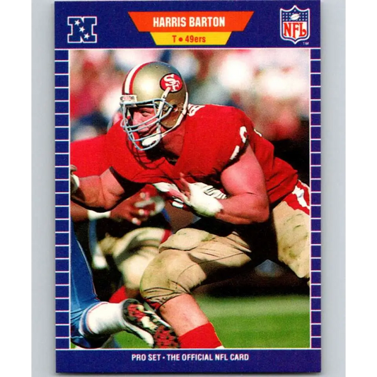 1989 Pro Set #369 Harris Barton NM-MT RC Rookie San Francisco 49ers Football Card Image 1