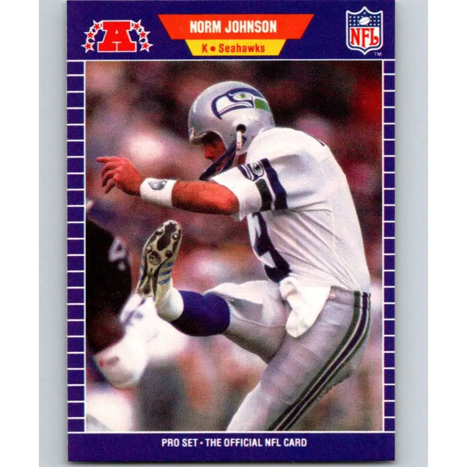 1989 Pro Set #394 Norm Johnson NM-MT Seattle Seahawks Football Card Image 1