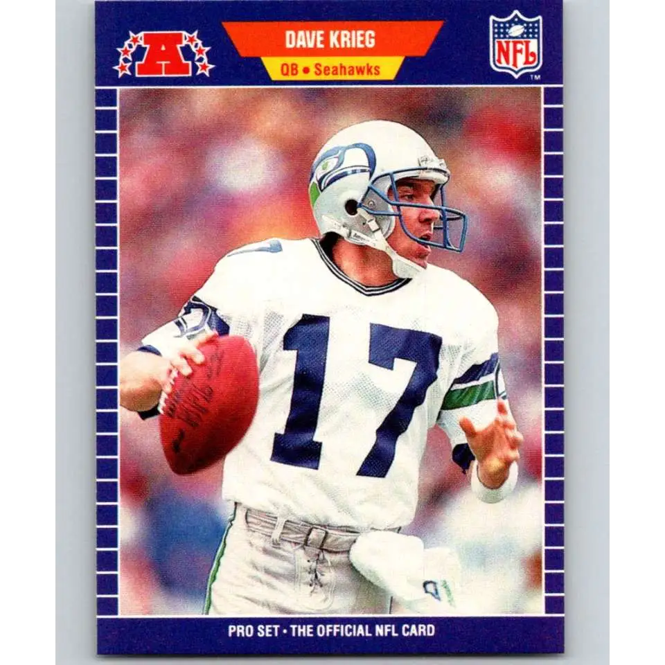 1989 Pro Set #395 Dave Krieg NM-MT Seattle Seahawks Football Card Image 1