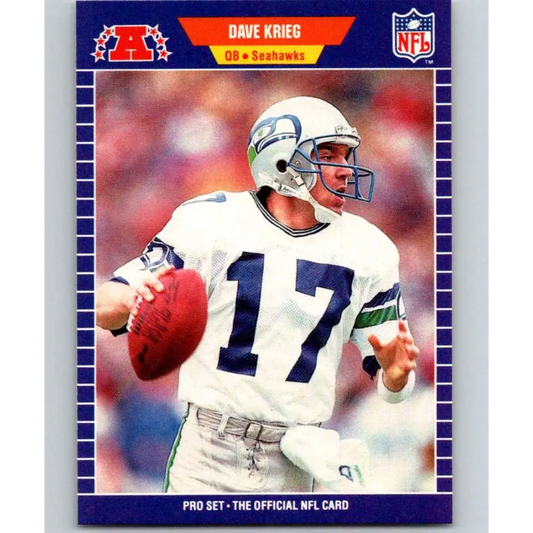 1989 Pro Set #395 Dave Krieg NM-MT Seattle Seahawks Football Card Image 1