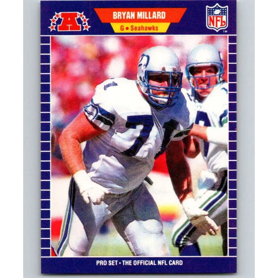 1989 Pro Set #397 Bryan Millard NM-MT RC Rookie Seattle Seahawks Football Card Image 1