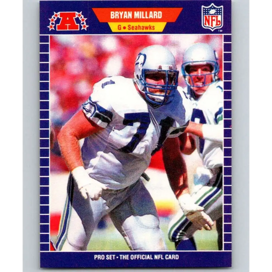 1989 Pro Set #397 Bryan Millard NM-MT RC Rookie Seattle Seahawks Football Card Image 1