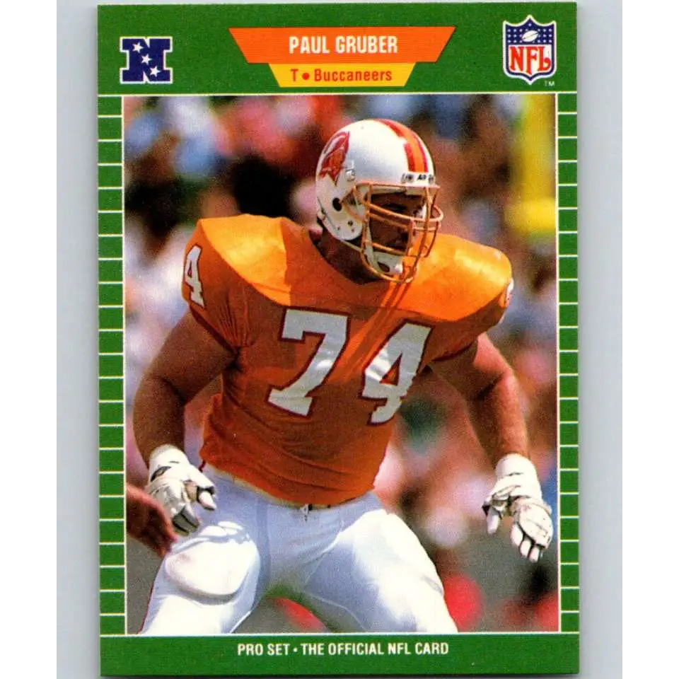 1989 Pro Set #411 Paul Gruber NM-MT RC Rookie Tampa Bay Buccaneers Football Card Image 1