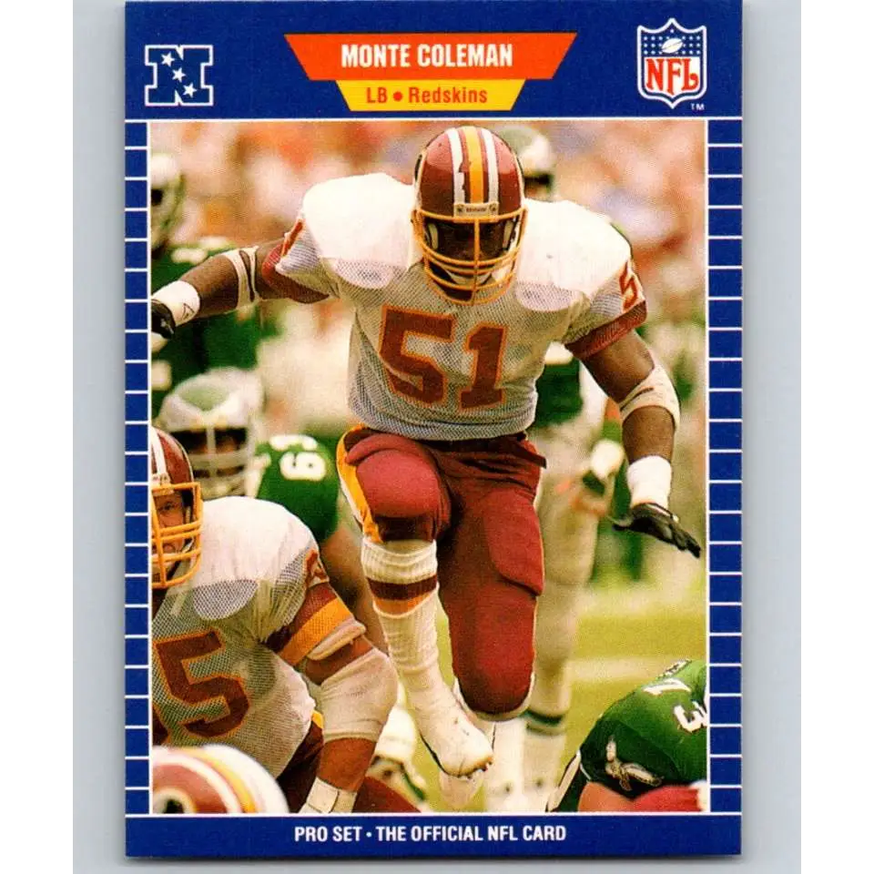 1989 Pro Set #425 Monte Coleman NM-MT Washington Redskins Football Card Image 1