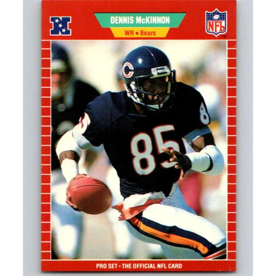 1989 Pro Set #43 Dennis McKinnon UER NM-MT Chicago Bears Football Card Image 1