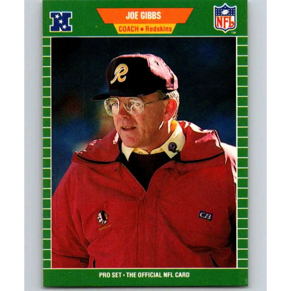1989 Pro Set #440 Joe Gibbs/ NM-MT RC Rookie Washington Redskins Football Card Image 1