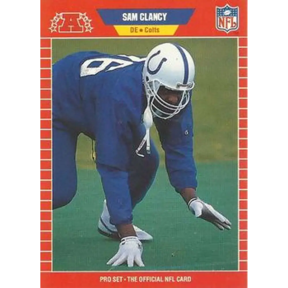 1989 Pro Set #457 Sam Clancy NM-MT RC Rookie Indianapolis Colts Football Card Image 1