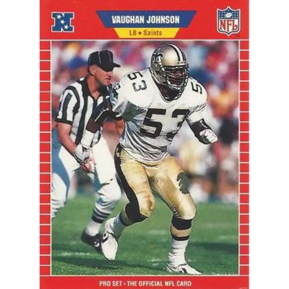 1989 Pro Set #469 Vaughan Johnson NM-MT RC Rookie New Orleans Saints Football Card Image 1