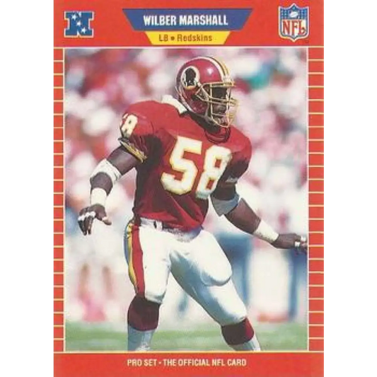 1989 Pro Set #482 Wilber Marshall NM-MT Washington Redskins Football Card Image 1