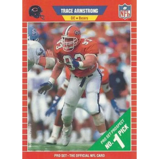 1989 Pro Set #487 Trace Armstrong NM-MT RC Rookie Chicago Bears Football Card Image 1