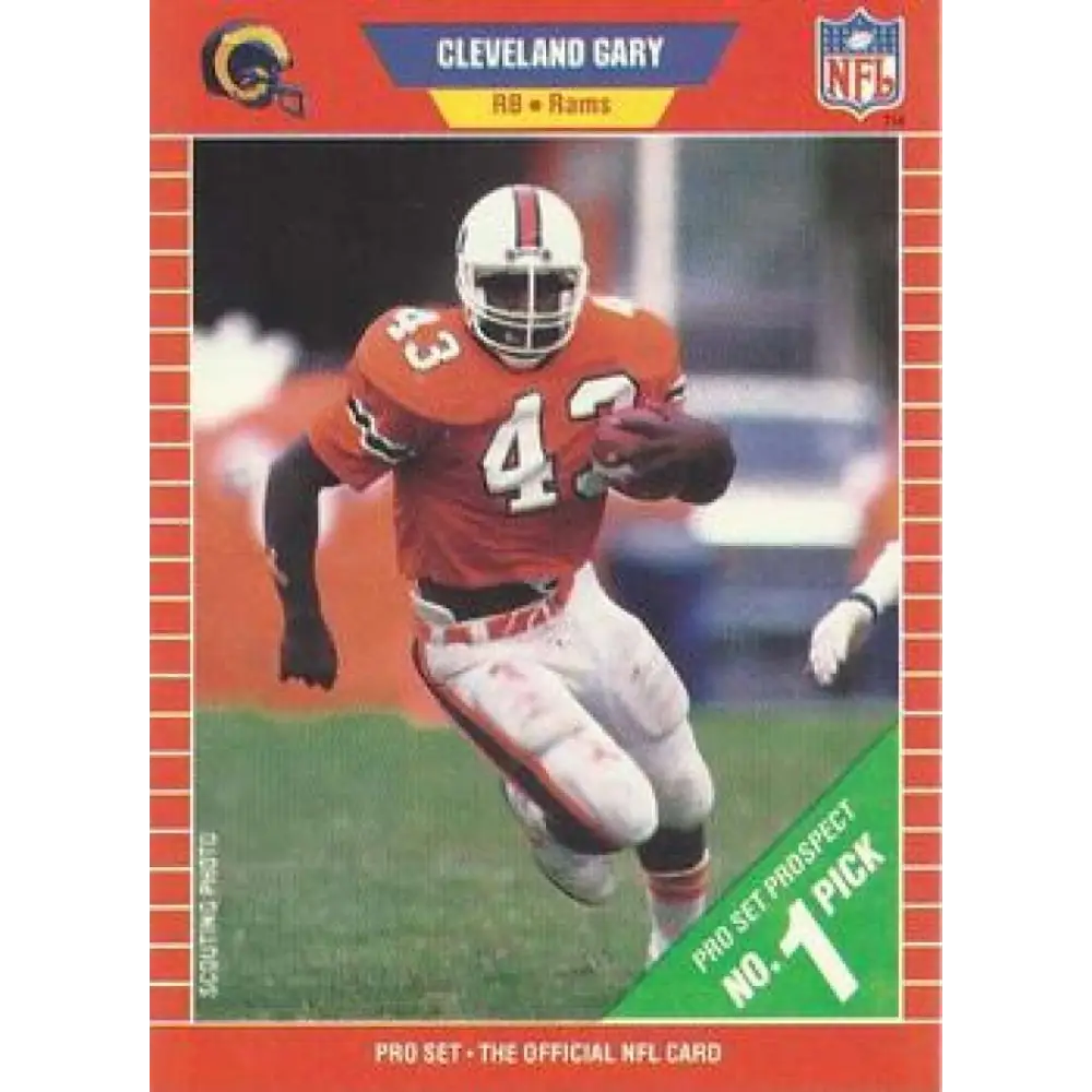 1989 Pro Set #499 Cleveland Gary NM-MT RC Rookie Los Angeles Rams Football Card Image 1