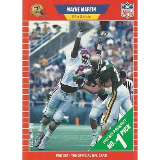 1989 Pro Set #504 Wayne Martin NM-MT RC Rookie New Orleans Saints Football Card Image 1