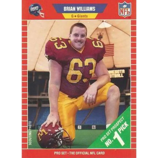 1989 Pro Set #505 Brian Williams NM-MT RC Rookie New York Giants Football Card Image 1