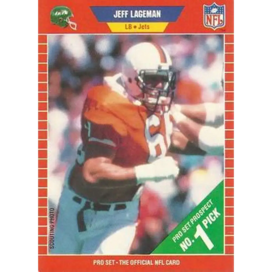 1989 Pro Set #506 Jeff Lageman NM-MT RC Rookie New York Jets Football Card Image 1
