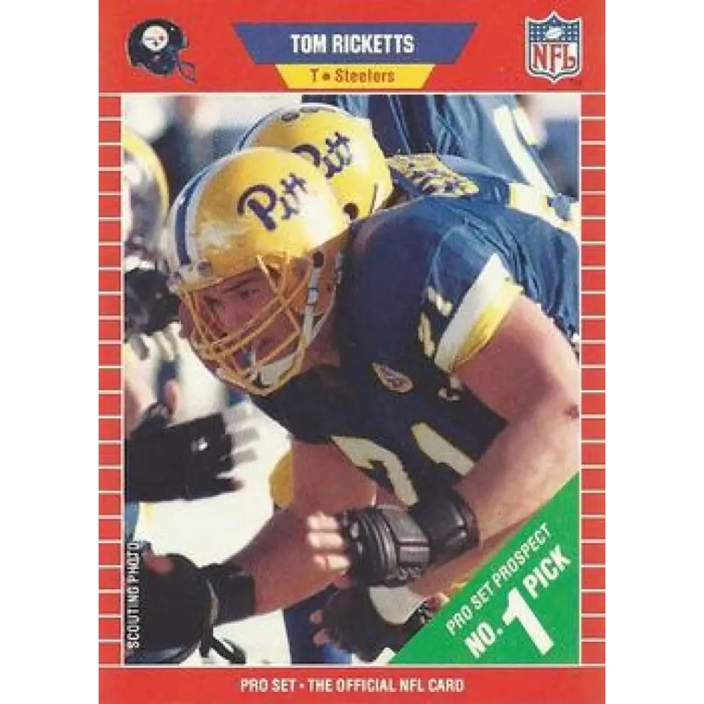 1989 Pro Set #510 Tom Ricketts NM-MT RC Rookie Pittsburgh Steelers Football Card Image 1