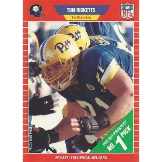 1989 Pro Set #510 Tom Ricketts NM-MT RC Rookie Pittsburgh Steelers Football Card Image 1