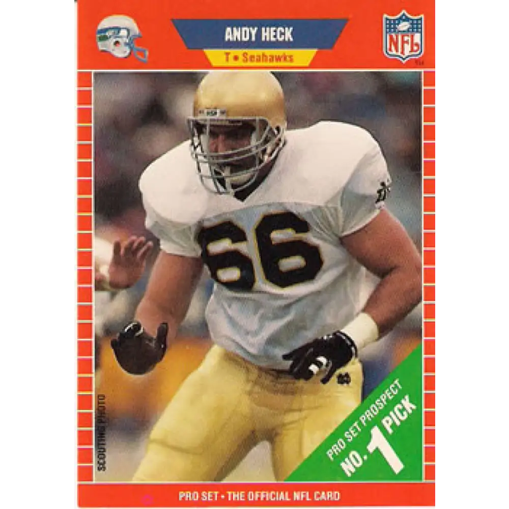 1989 Pro Set #514 Andy Heck NM-MT RC Rookie Seattle Seahawks Football Card Image 1