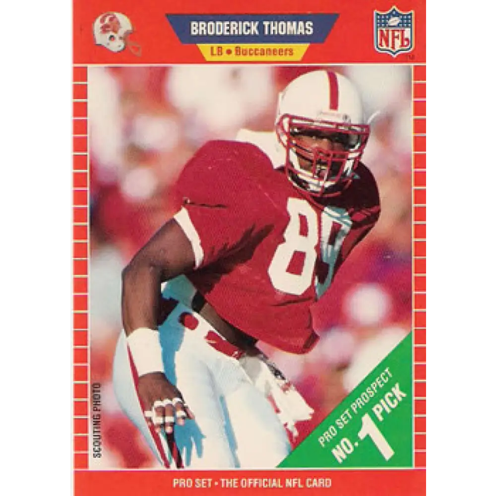 1989 Pro Set #515 Broderick Thomas NM-MT RC Rookie Tampa Bay Buccaneers Football Card Image 1