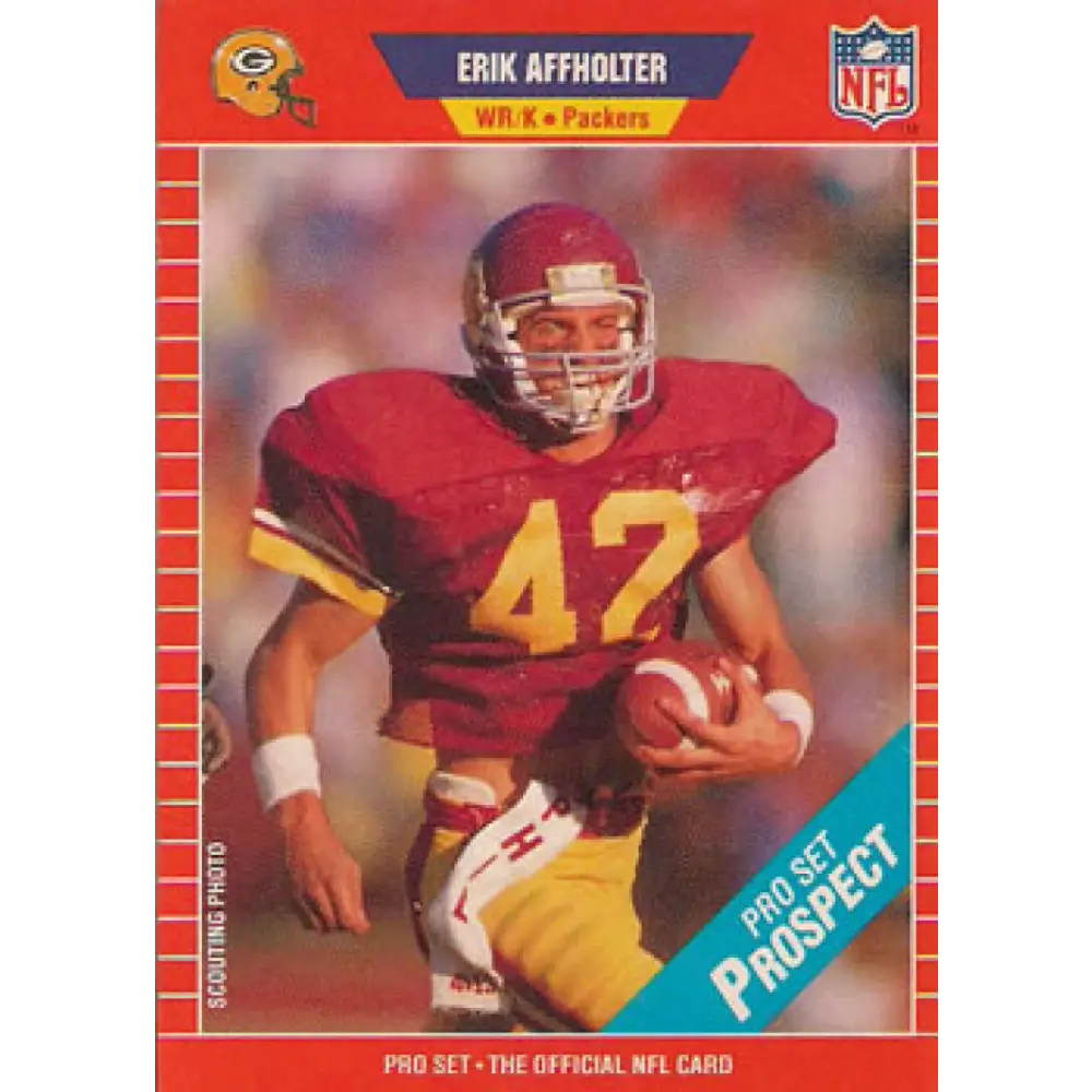 1989 Pro Set #522 Erik Affholter NM-MT RC Rookie Green Bay Packers Football Card Image 1