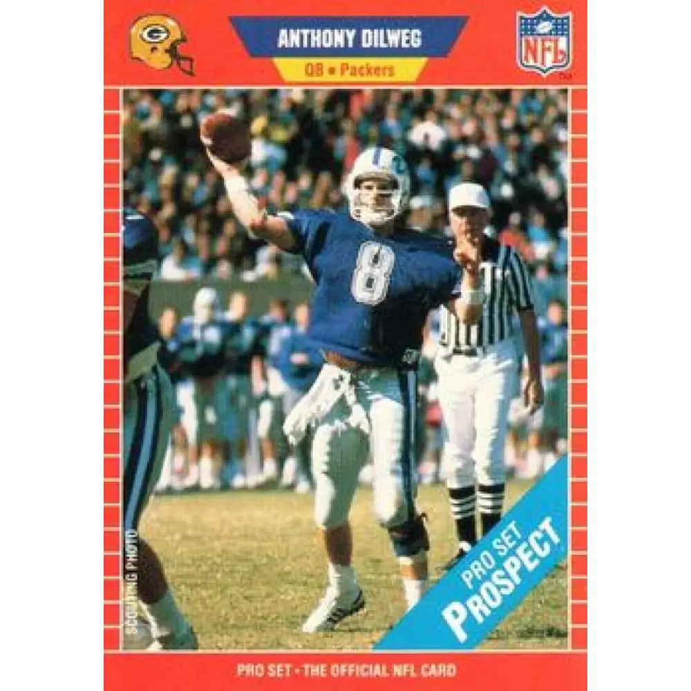1989 Pro Set #523 Anthony Dilweg NM-MT RC Rookie Green Bay Packers Football Card Image 1