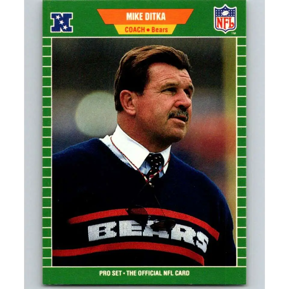 1989 Pro Set #53a Mike Ditka CO NM-MT Chicago Bears Football Card Image 1