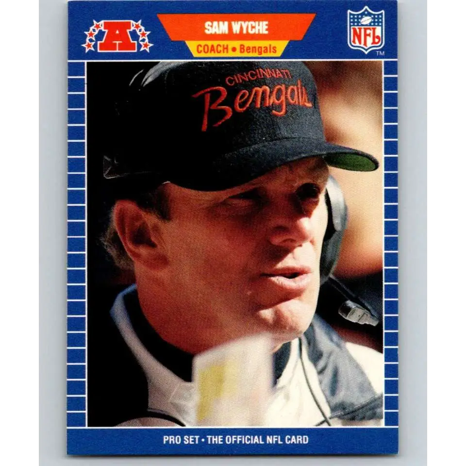 1989 Pro Set #72 Sam Wyche CO NM-MT Cincinnati Bengals Football Card Image 1