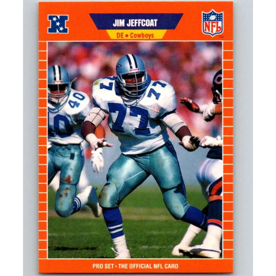 1989 Pro Set #90 Jim Jeffcoat NM-MT Dallas Cowboys Football Card Image 1