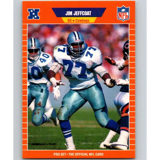 1989 Pro Set #90 Jim Jeffcoat NM-MT Dallas Cowboys Football Card Image 1