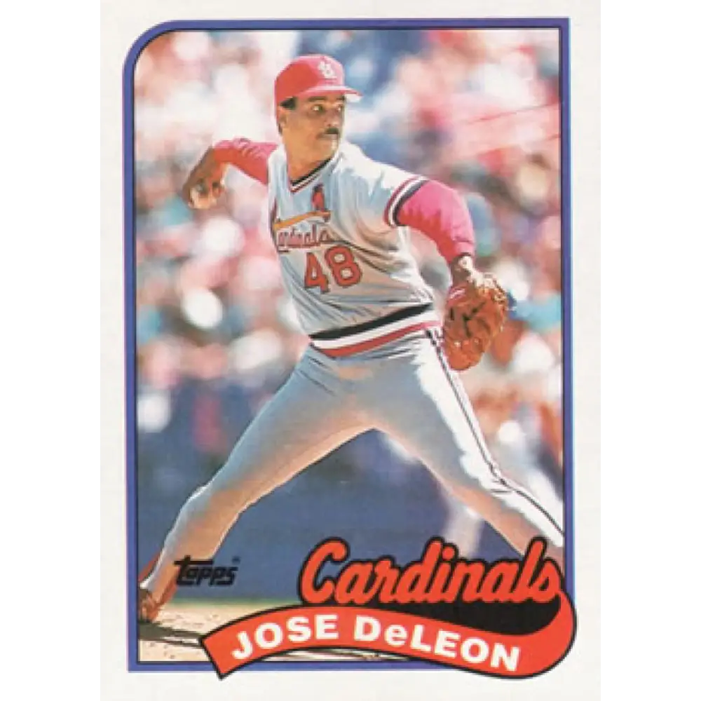 1989 Topps #107 Jose DeLeon NM-MT St. Louis Cardinals Baseball Card Image 1